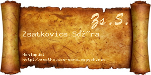 Zsatkovics Sára névjegykártya